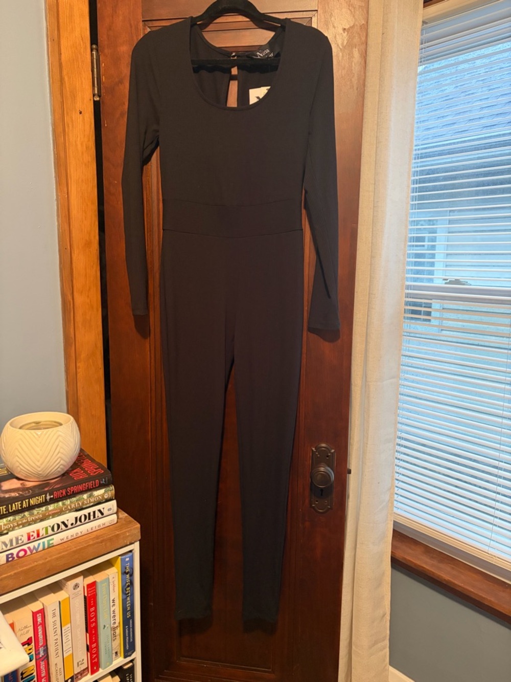 Black Long-Sleeve Slim Jumpsuit